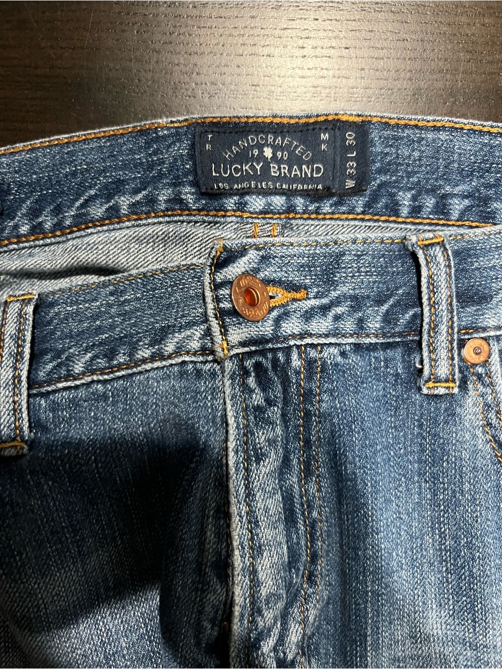 Lucky Brand Men's Blue Straight Light Wash Mid Rise Button Denim Jeans 33x30 - Picture 2 of 5